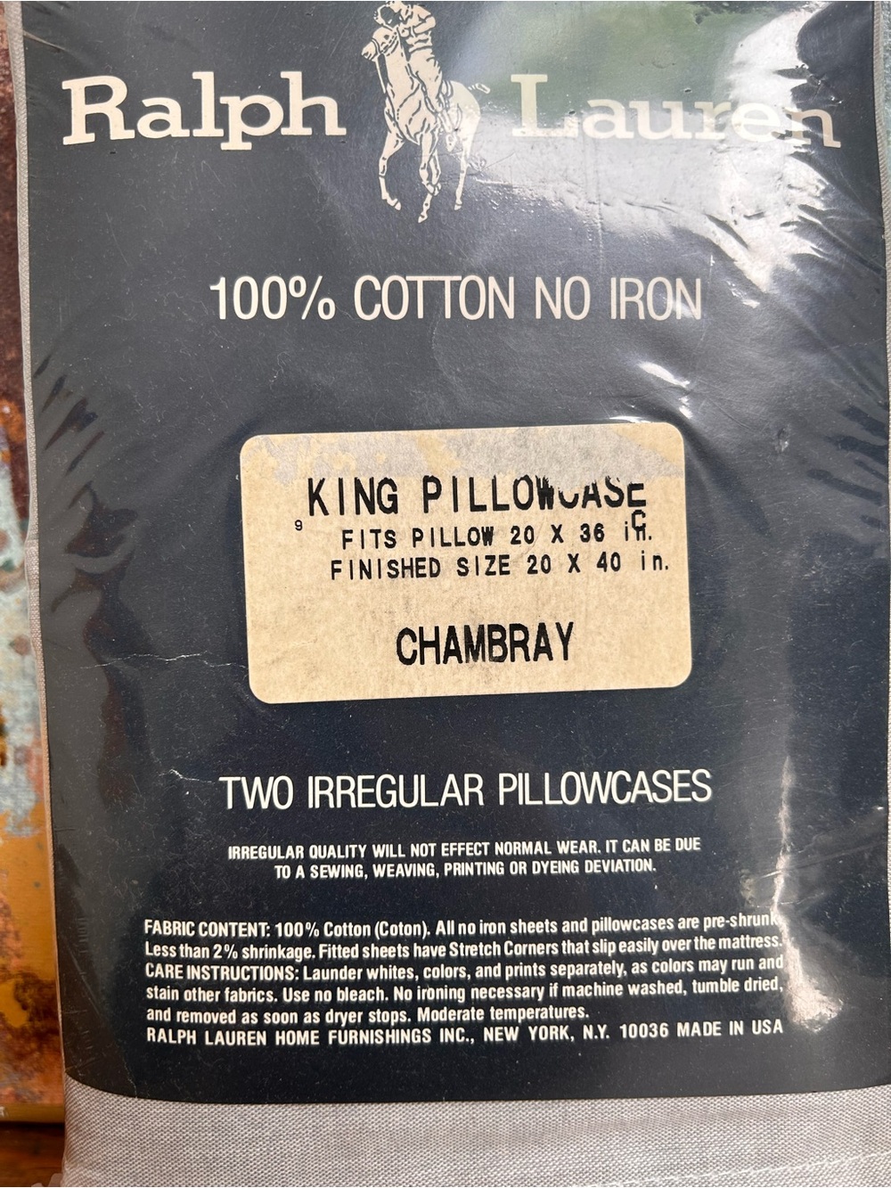 Vintage Ralph Lauren 2 Irregular King Chambray pillowcases - Picture 3 of 5